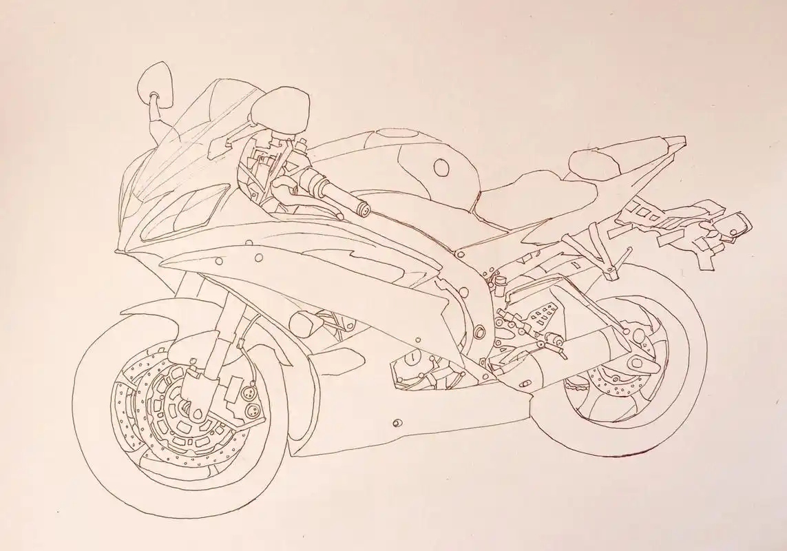 摩托车写生线描 摩托车写生线描步骤: 1,图片准备 先找一些高清的摩托