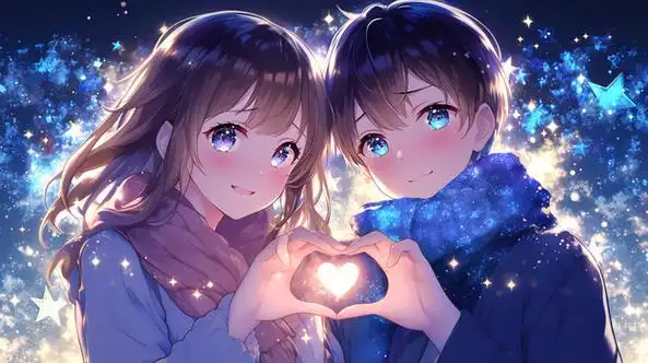 情侣比心手势插画