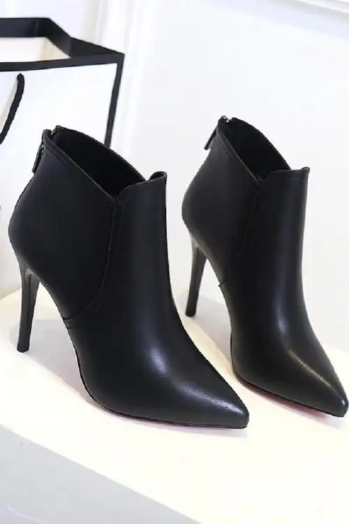 网红女鞋靴子2018春秋新款尖头短靴百搭单靴性感细跟高跟显瘦女靴冬