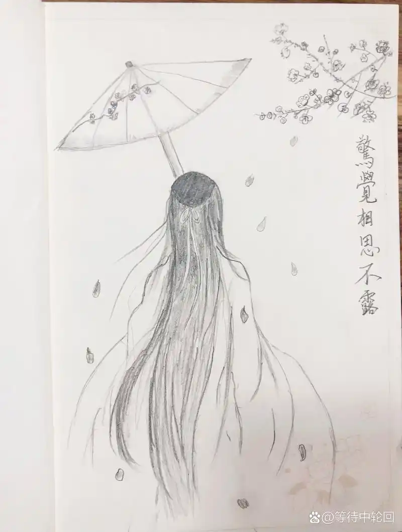 古风美人背影手绘