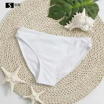 泳衣比基尼三角裤泳裤女夏防走光底裤黑色白色速干比基尼打底游泳衣