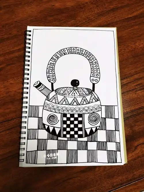 黑白装饰画线描创意儿童画少儿线描素材幼儿马克笔装饰画|花卉线条简