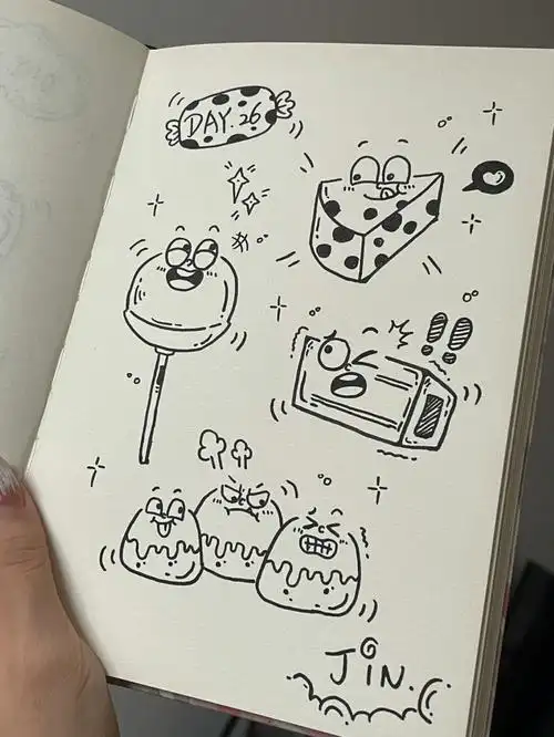 26100简笔画可爱的手帐糖果小表情素材