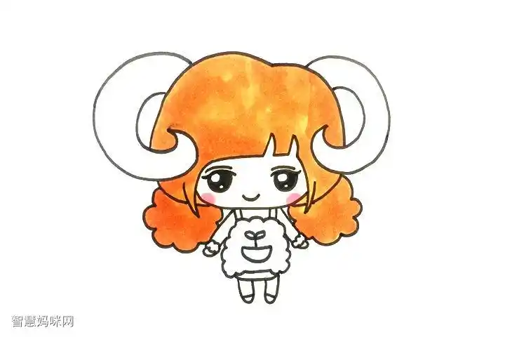 白羊座性格颇似小孩,直率,热情,冲动,以自我为中心.简笔画作品完成图