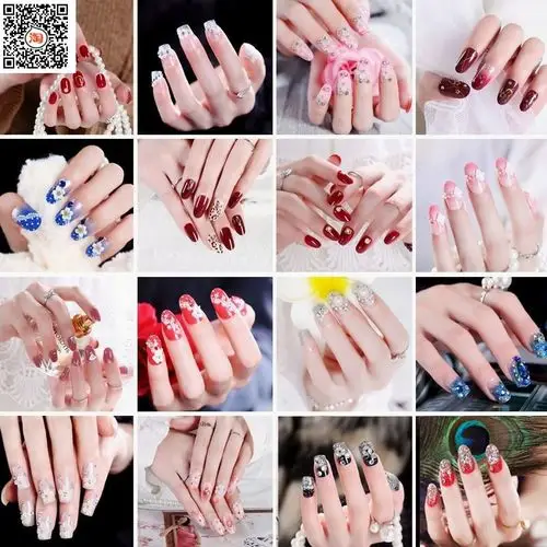 款式创意美甲爆款小红书爆款假指甲贴片显手白的玫粉色图片网红黑