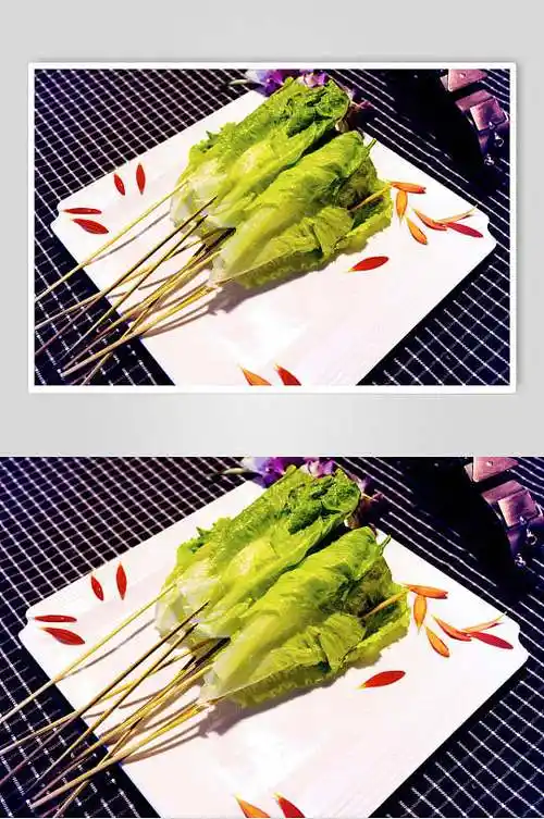 生菜烧烤串串美食高清图片