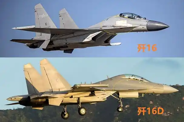歼-16d的发展基础是歼-16,再往上追溯就是歼-11bs,而歼-15的发展基础