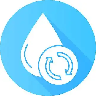 水过滤,净化蓝色平面设计长长的阴影标志符号图标保护 i>地 /i> i>球