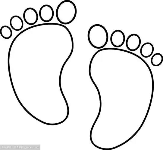 脚印图标卡通在黑色和白色