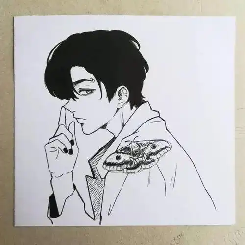 帅气男生动漫手绘 黑白单色线稿 这样画效果出众