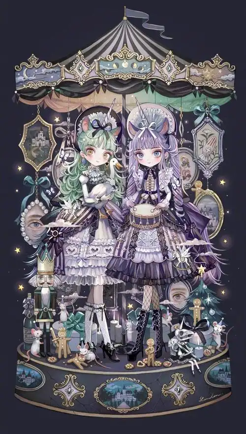 洛丽塔风格的少女插画画风很精美的动漫少女