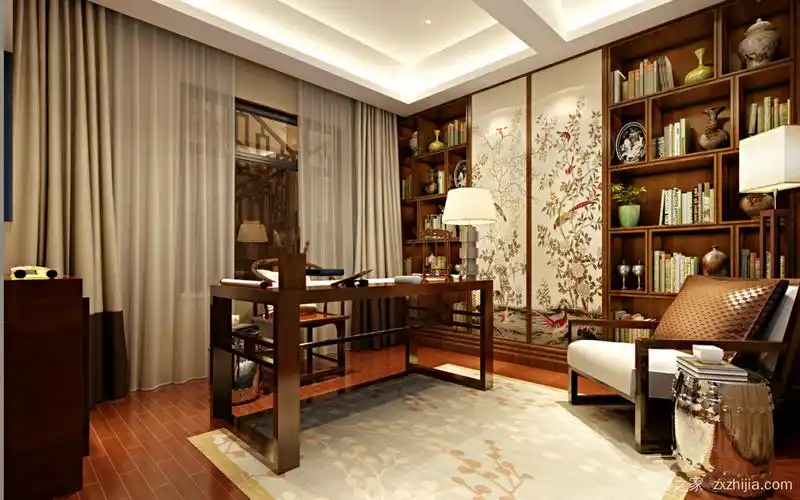 悠山美地中式书房效果图