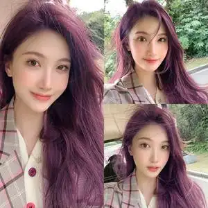 葡萄紫染发剂2021流行色显白自己在家蓝黑加仑紫染头发膏女植物纯