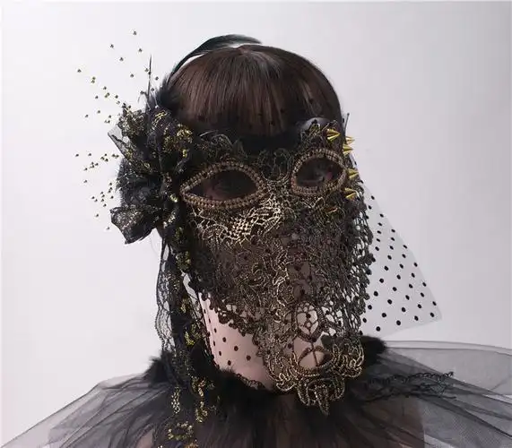 美女头套 新年万圣节面纱全脸美女舞台蒙面歌王唱歌派对舞会面具神秘