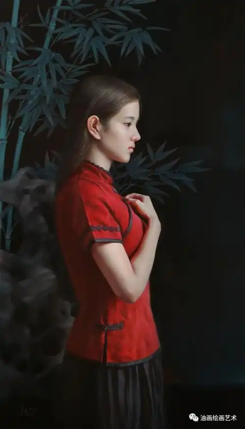 优雅美丽的画中美人,艺术家杨超的油画作品