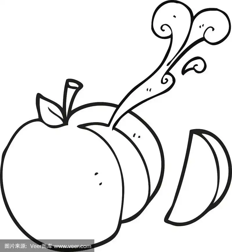 黑白卡通切片苹果