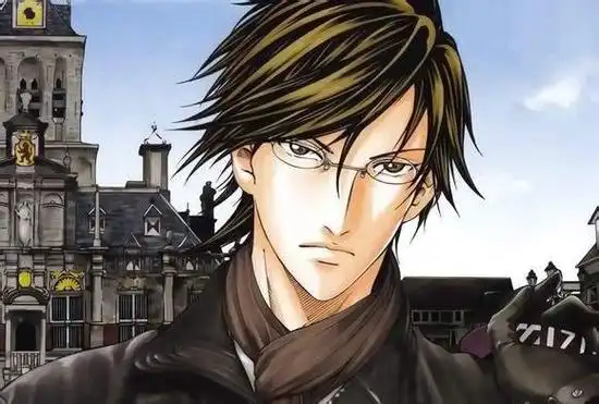 平时戴着一副金丝框的眼镜,拥有一头茶褐色的短发,三七分的刘海梳向