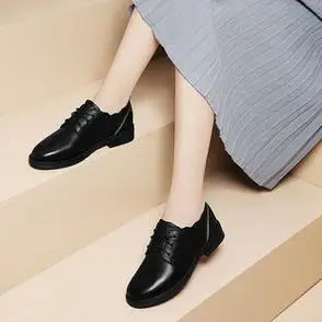 女鞋职业ol工作鞋平底休闲鞋新款大码女真皮单鞋2022春秋季皮鞋软
