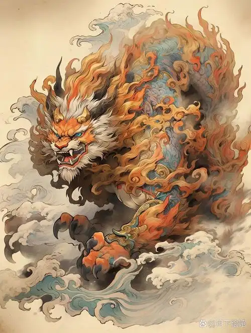 招财纳福神兽貔貅手绘