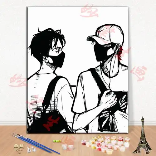 博君一肖数字油画王一博肖战手绘数码填色礼物减压客厅装饰画