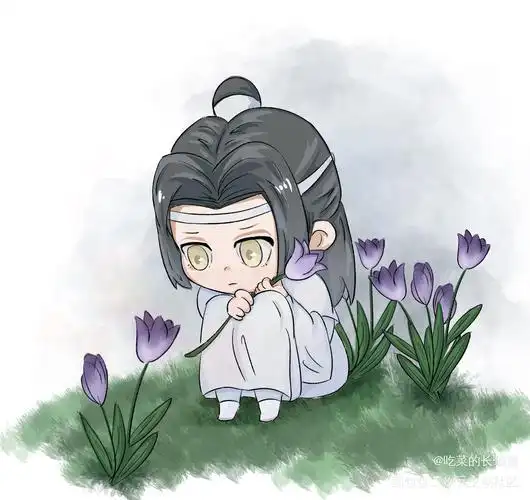 魔道祖师蓝忘机q版唤醒春日主题打卡绘画作品