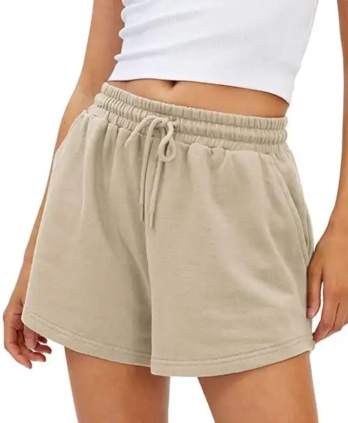 automet 女式运动短裤休闲夏季运动短裤弹性舒适跑步短裤高腰口袋短裤