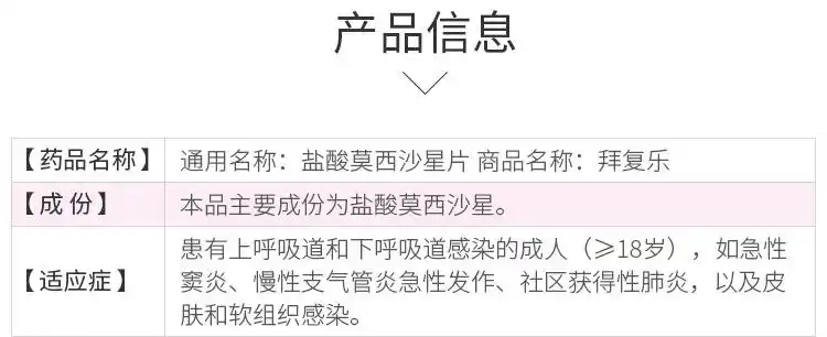 【拜复乐 盐酸莫西沙星片】价格_功效与副作用_说明书-康德乐大药房