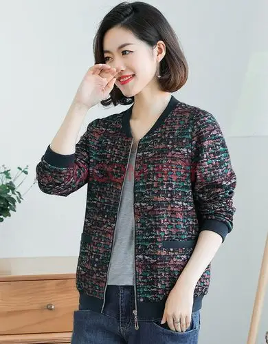 女式春秋外套上装妈妈春装外套新款40岁50中老年女装春秋夹克短款洋气