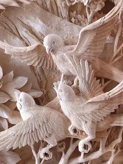 百鸟朝凤木雕背景墙,纯手工雕刻#东阳木雕  #中式装修  #背景墙  #百