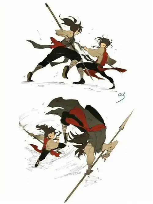 打斗动态姿势绘画参考,插画参考素材77解锁更多插画教程,绘画教程