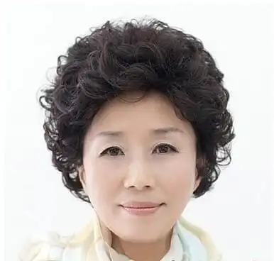 老年人上梳蓬松中短发烫发发型发际线直接梳一下上梳的烫发发型,蓬松