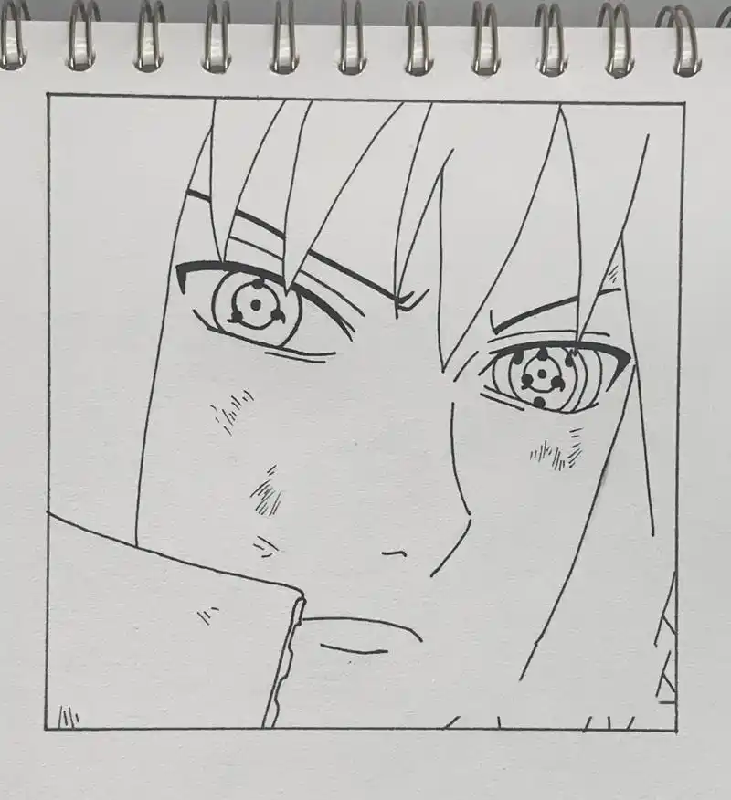 手绘|火影忍者·佐助 附线稿过程      ——— 边框:12701512cm