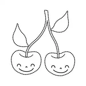 攻略图虚线可爱的樱桃kawaii快乐水果矢量图照片