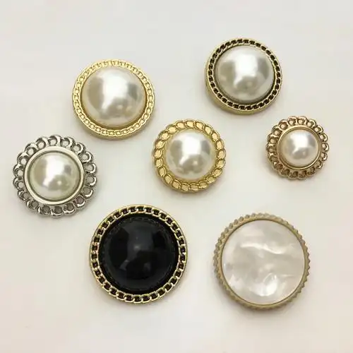 (今日10折)珍珠纽扣子大号i高档小香风毛呢衣服装饰配件圆形白色女式