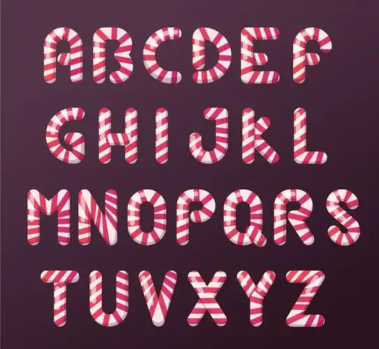 26个创意条纹糖果字母矢量素材