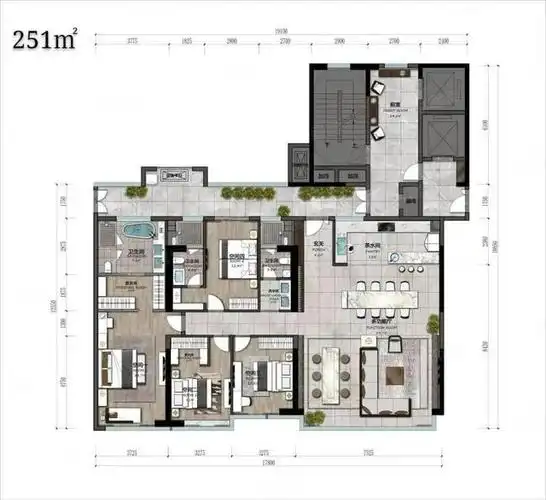 251㎡大平层南北双主卧设计很优雅