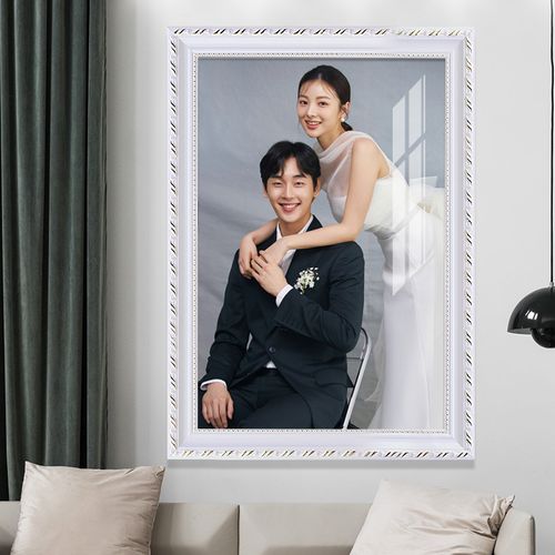 婚纱照相框挂墙照片24寸放大做成结婚照摆台实木相框