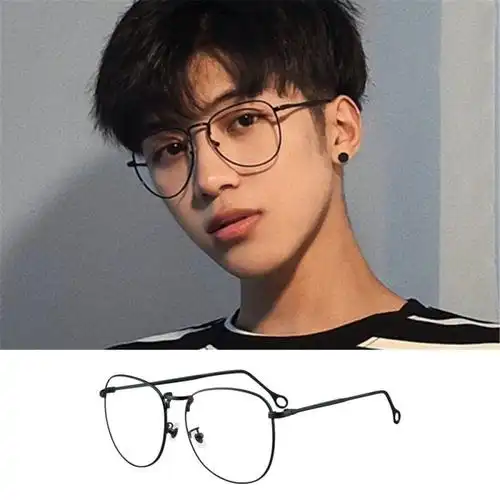 装饰眼镜无度数男眼镜男潮金丝边眼睛框镜架辐射大框平光镜男士大脸