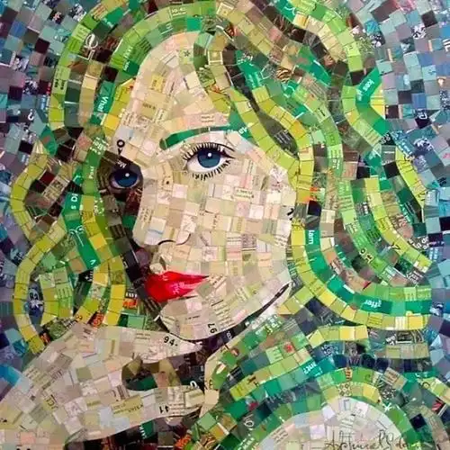 手工大神用废弃报纸和邮件,纯手工拼贴女孩头像,真的太美了