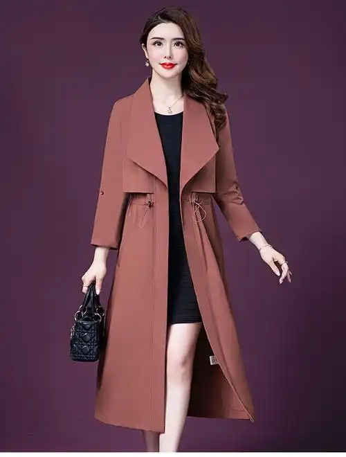 服饰内衣 女装 女士风衣/大衣 > 洋湖轩榭 韩版气质时尚减龄风衣外套