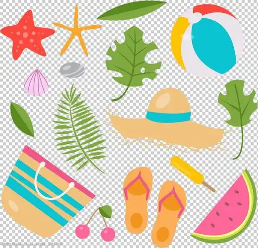 沙滩海滩夏天元素免抠png透明图层素材