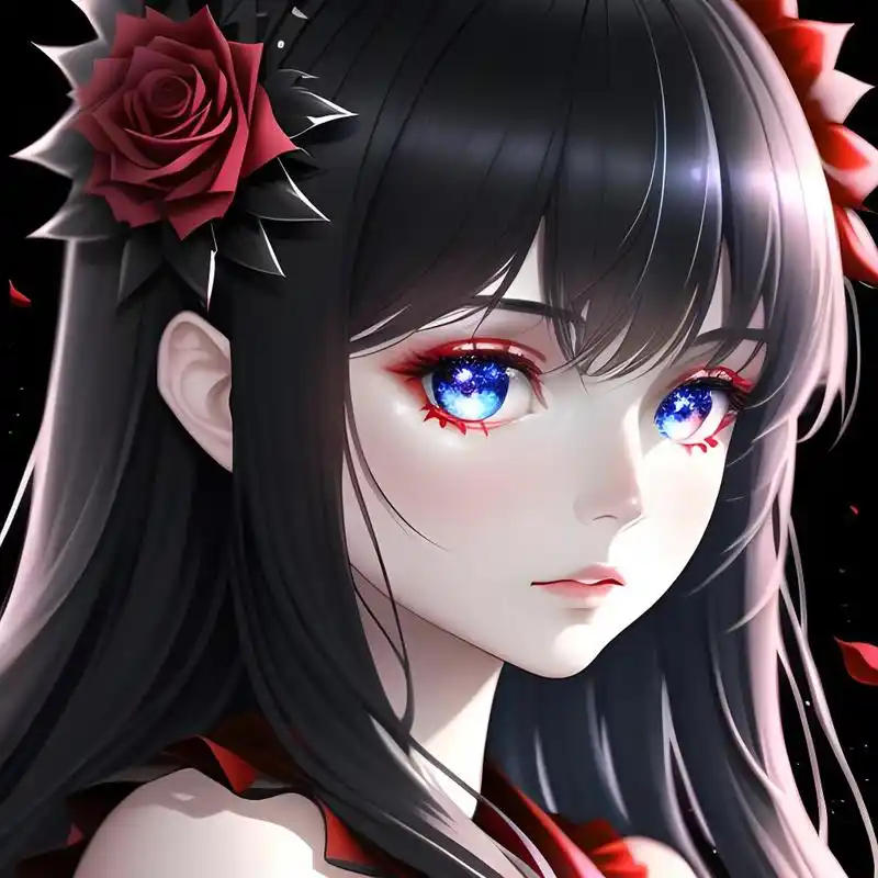 暗黑系玫瑰女孩头像[比心][比心] #头像# #二次元美图#  #百度ai绘图