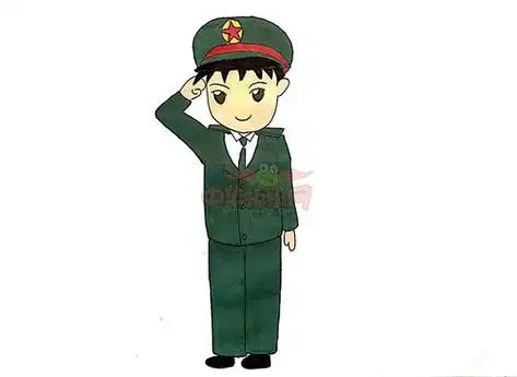 q版军人全身敬礼简笔画