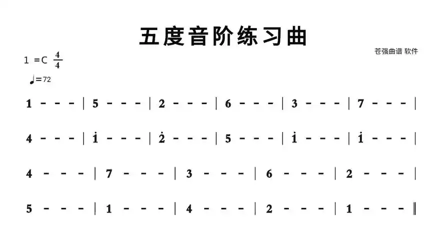 五度音阶练习曲简谱