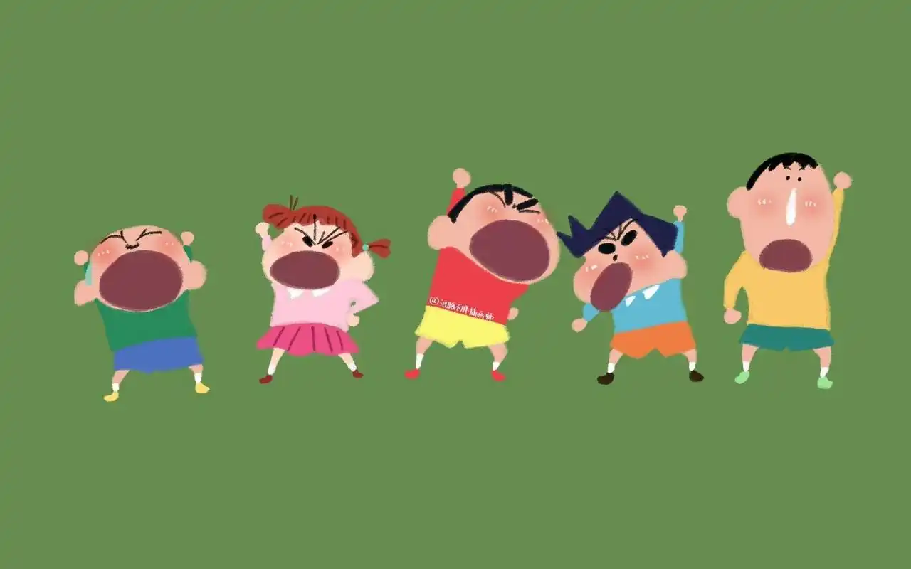 蜡笔小新可爱护眼绿色电脑壁纸 把被问得最多的几张图,做成绿色护眼