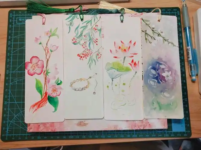 水彩手绘古风书签