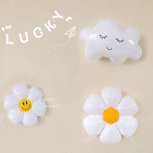 ins小雏菊生日派对装饰气球男女孩生日场景笑脸云朵背景墙布置品