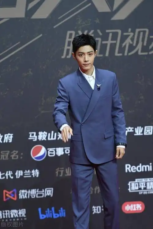 肖战亮相红毯活动,一袭深蓝色西装有气质