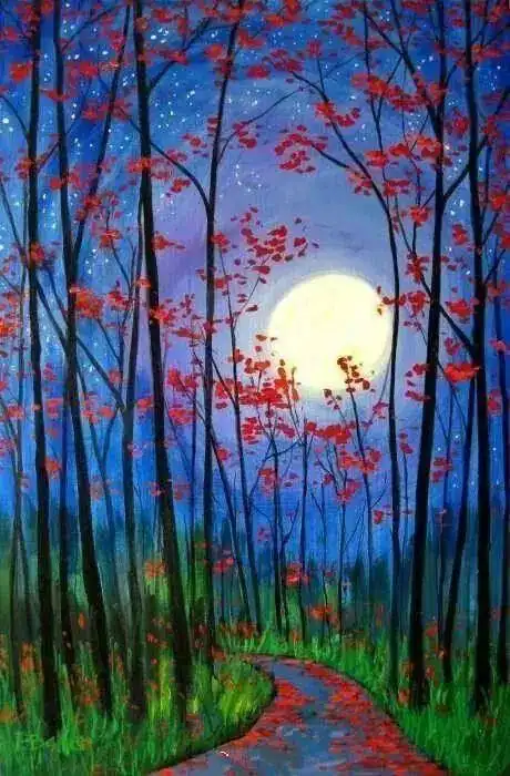 水粉风景画作品欣赏:炫彩的梦幻