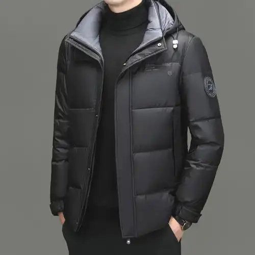 皮尔卡丹白鸭绒羽绒服男款冬季连帽轻奢高档加厚保暖潮流外套男装